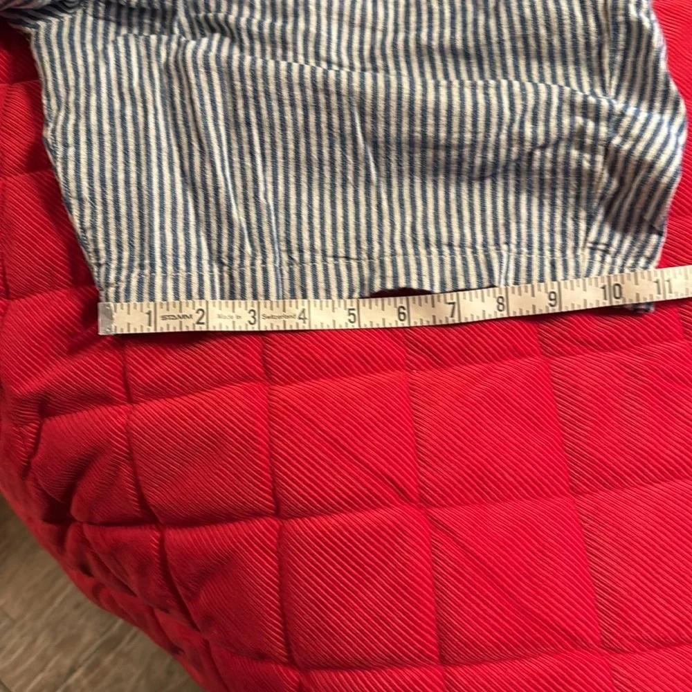 Goodfellow Shorts Blue Striped Linen & Cotton Pockets Front & Back